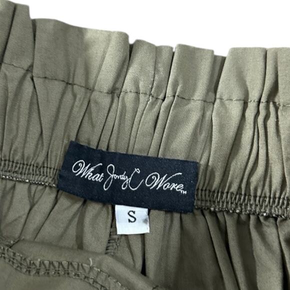 Olive Green Paperbag Waist Pants - Size S - Picture 4 of 8